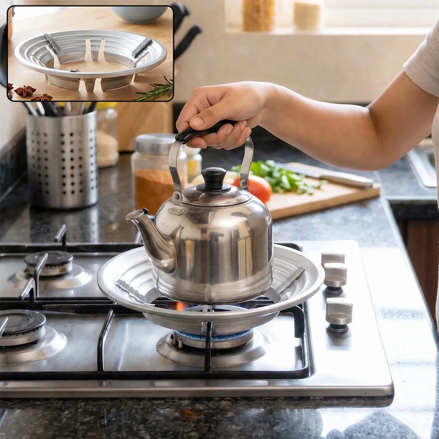 Premium Gas Stove Burner Stand, Stainless Steel Wok Support Ring and Trivet (1 Pc) - Buy Online at Alikart
