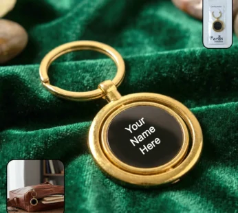 Gold Plated Keychain – Elegant Rotating Pendant for Keys & Bags
