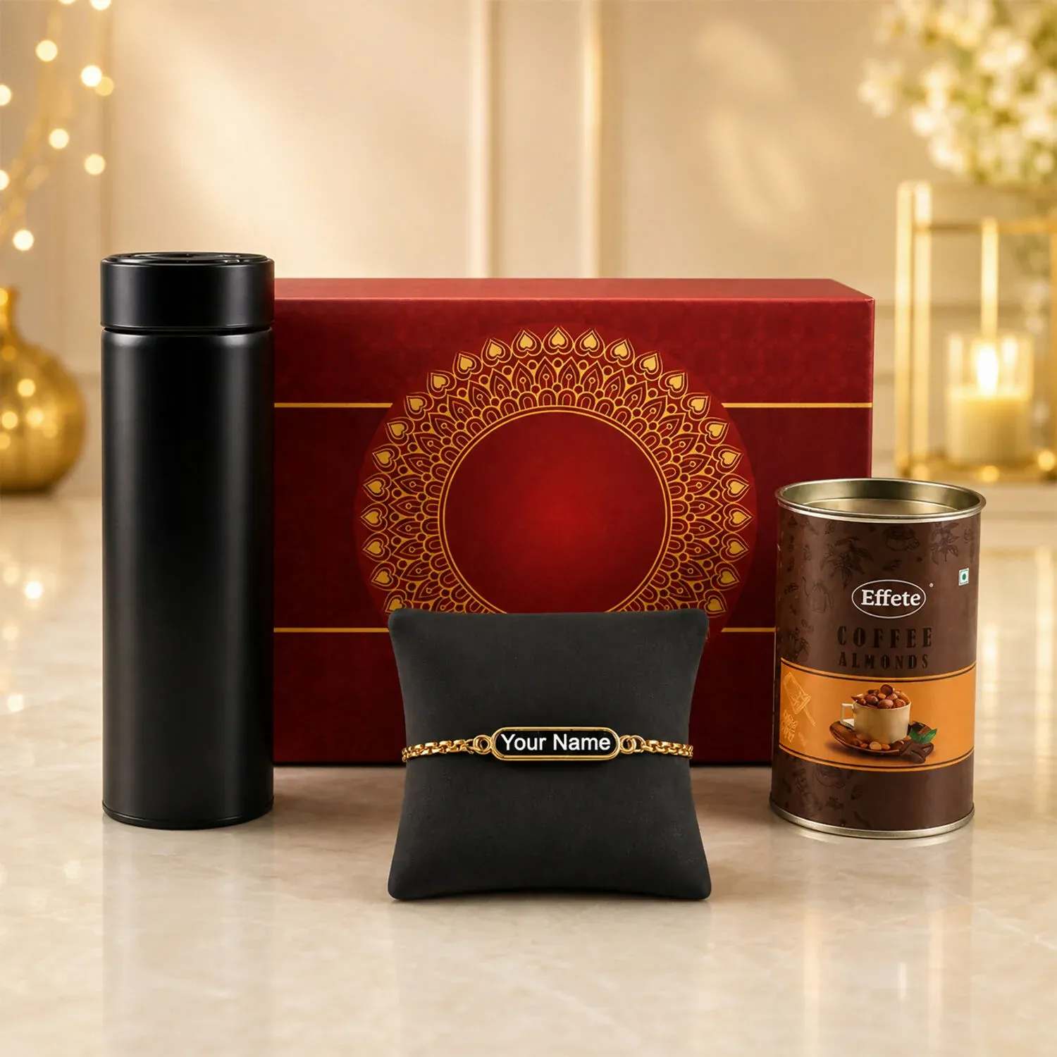 Premium Custom Gold Rakhi – Elegant & Modern Celebration Gift - Buy Online at Alikart