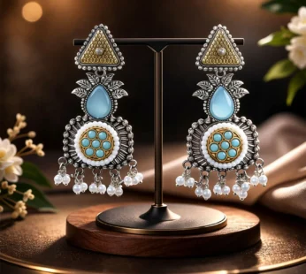 Vintage Oxidized Silver Dangle Earrings – Elegant Ethnic Style