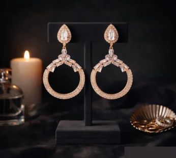 Rose Gold Chandbali Earrings – Elegant Evening Statement Jewelry