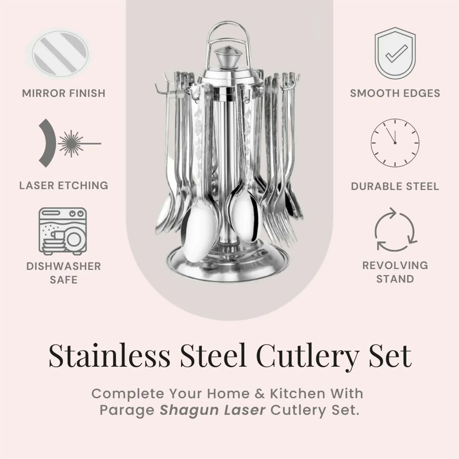 Stainless Steel Cutlery Set – Elegant 25-Piece Dining Collection - Detailed Feature View 4