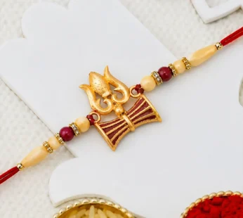 Shiva Trishul Rakhi – Handcrafted Spiritual Protection for Brother