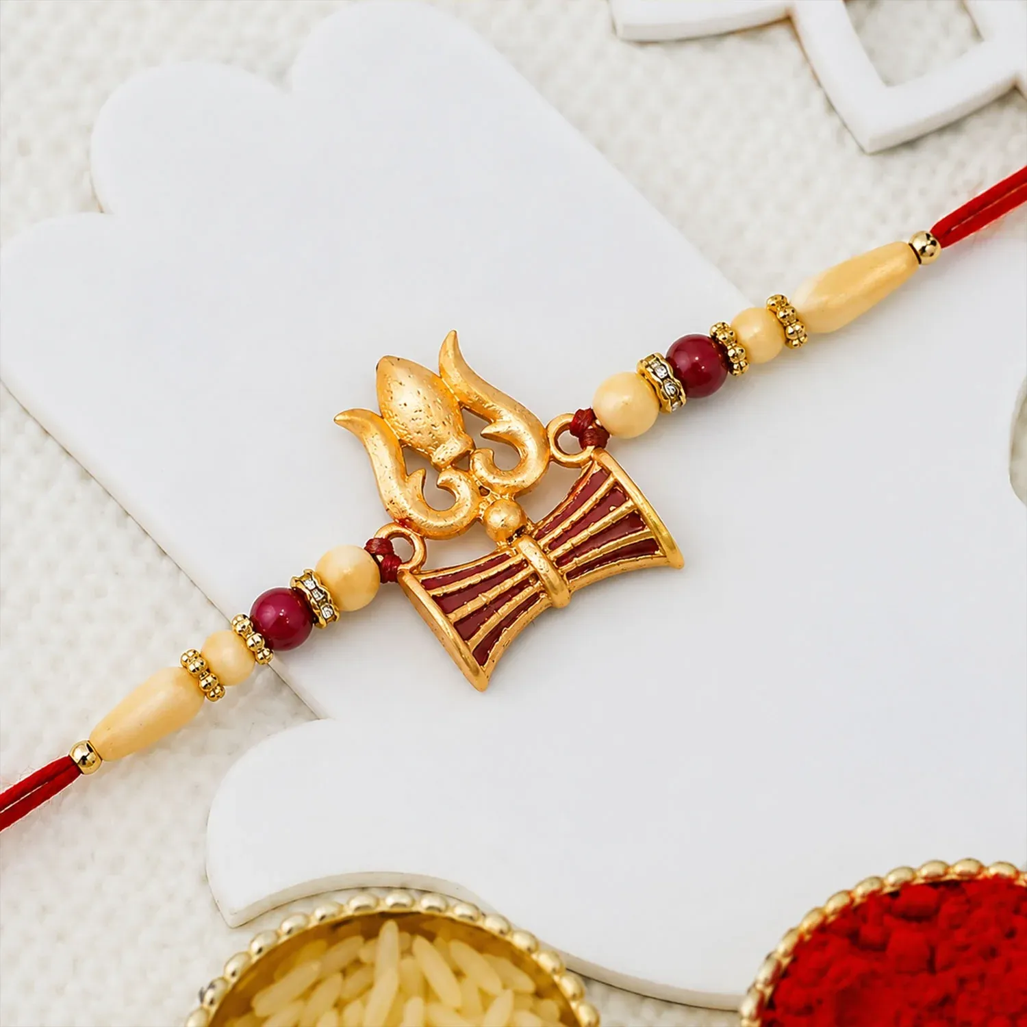 Premium Shiva Trishul Rakhi – Handcrafted Spiritual Protection for Brother - Buy Online at Alikart