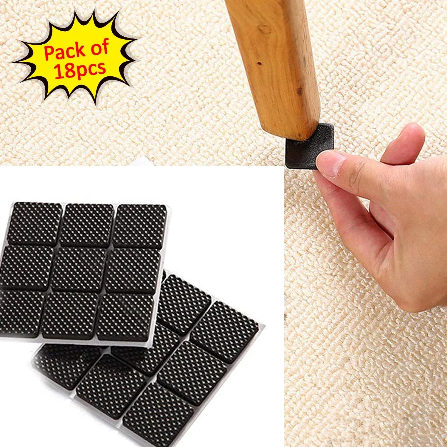 Premium Self-Adhesive Furniture Pads – Square Floor Protectors (18 Pcs) | Styleva - Buy Online at Alikart