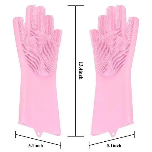 Silicone Cleaning Gloves – Multicolor Reusable Scrubber | Velvet Wipe - Detailed Feature View 7