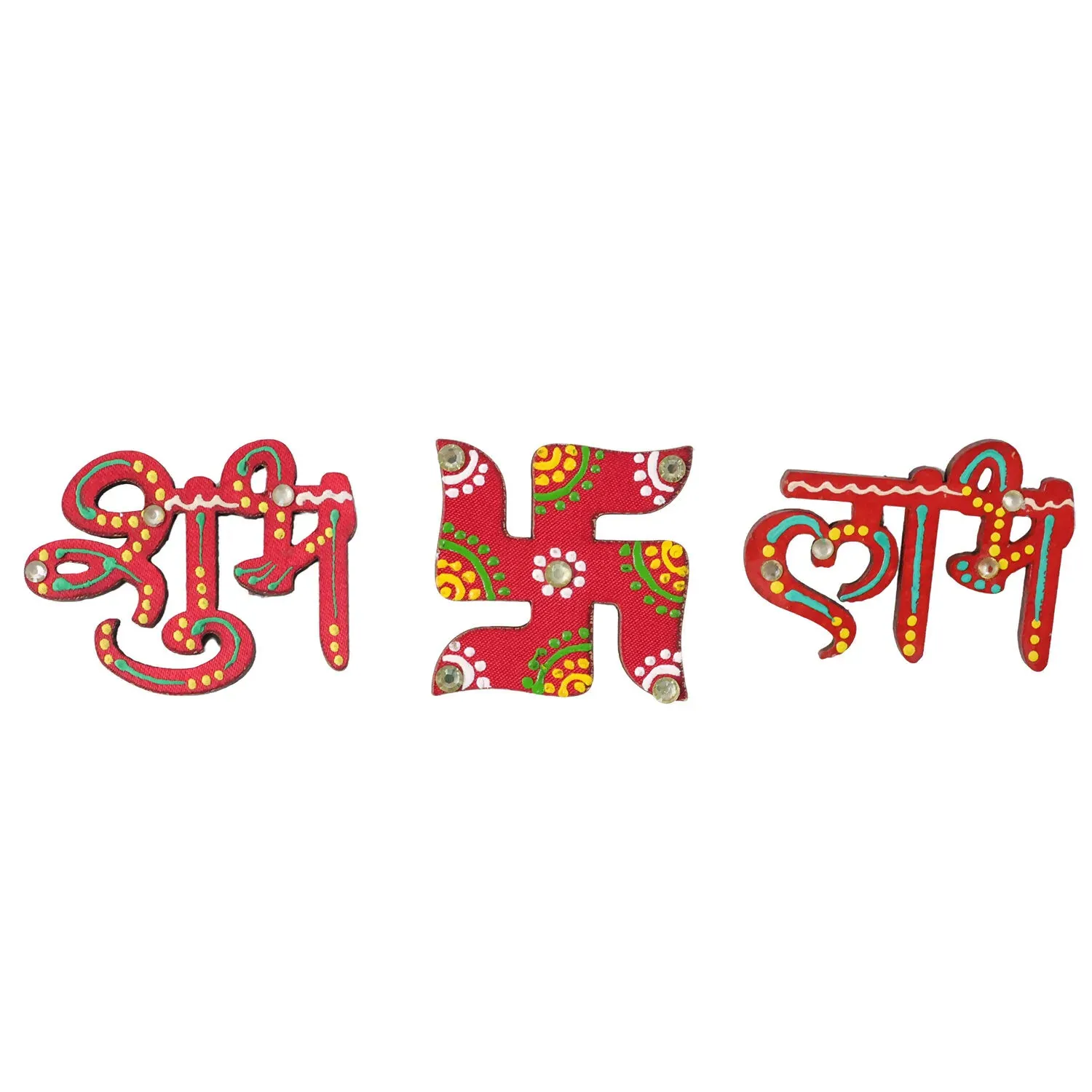 Shubh Labh Swastik Set – Hand Crafted Decorative Trio for Positivity - Detailed Feature View 4