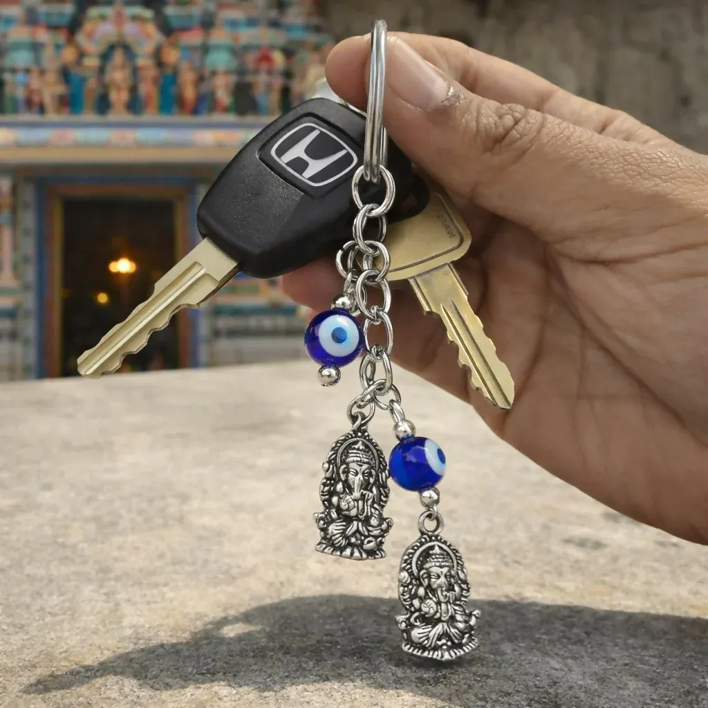 Ganesh Evil Eye Keychain – Stylish Protection for Keys & Bags - Detailed Feature View 3