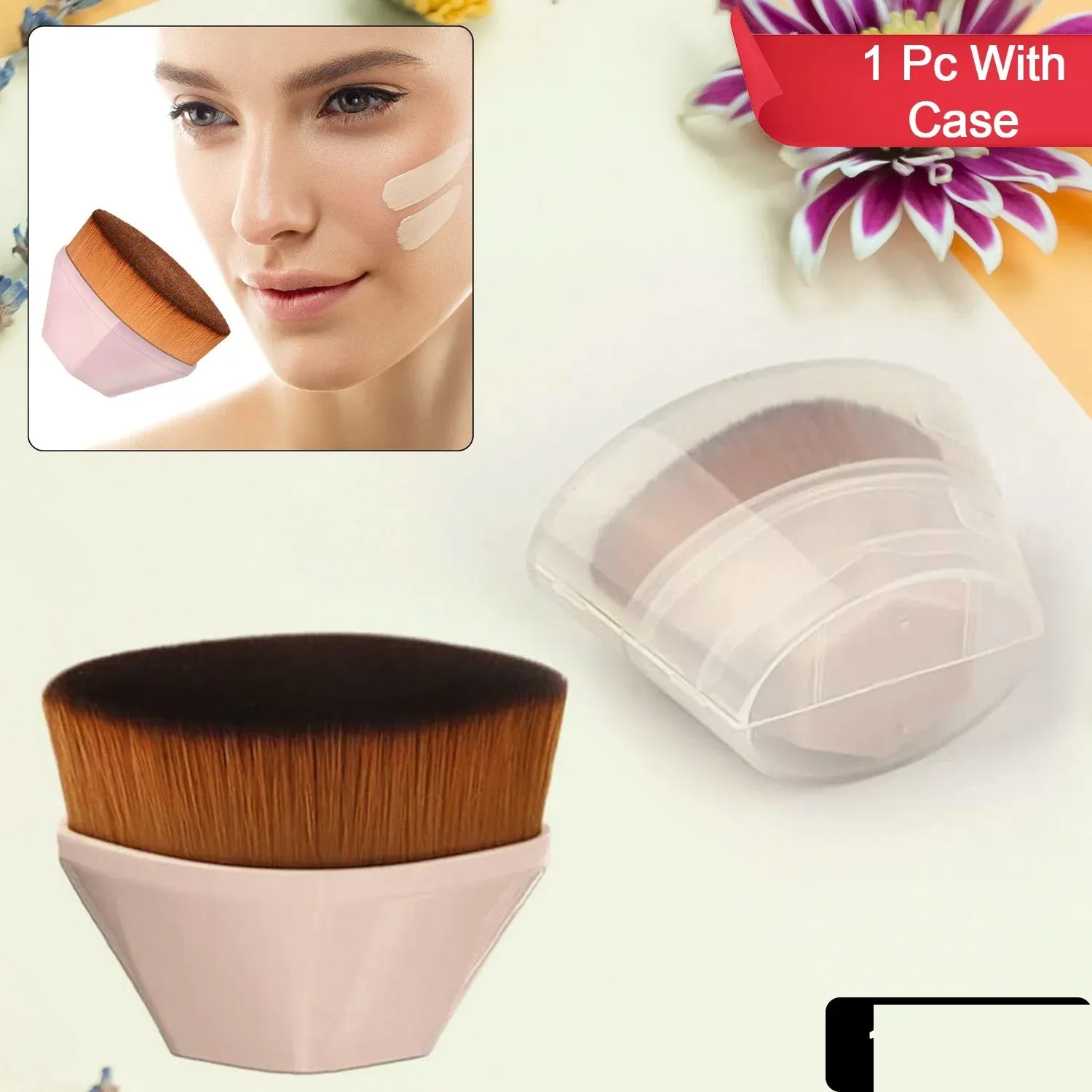 Foundation Makeup Brush – Soft Bristles & Portable Case | BeautyBare - Detailed Feature View 1