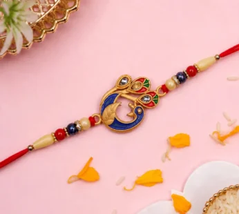 Peacock Meenakari Rakhi – Vibrant Traditional Thread for Brother