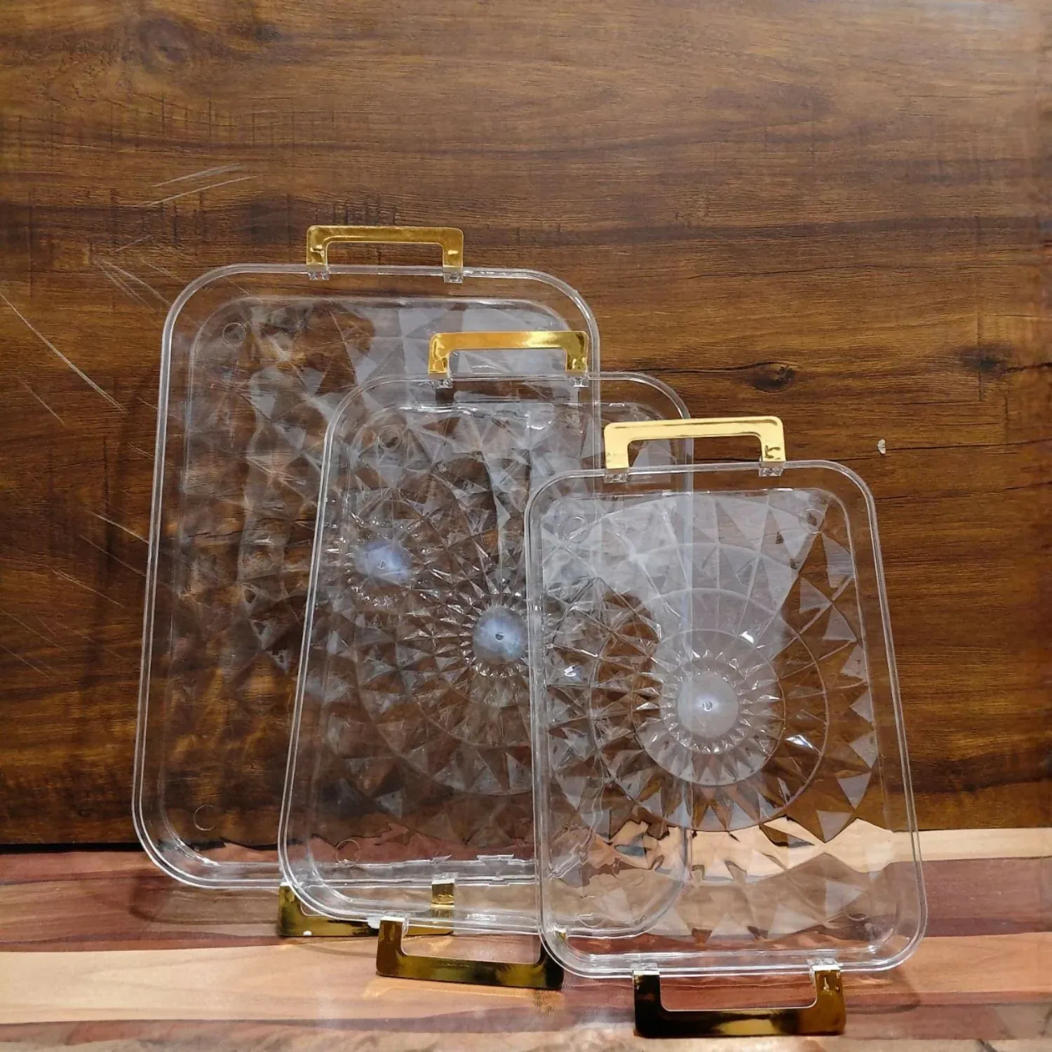 Serving Tray Set – Elegant Design with Golden Handles for Home & Kitchen - Detailed Feature View 3