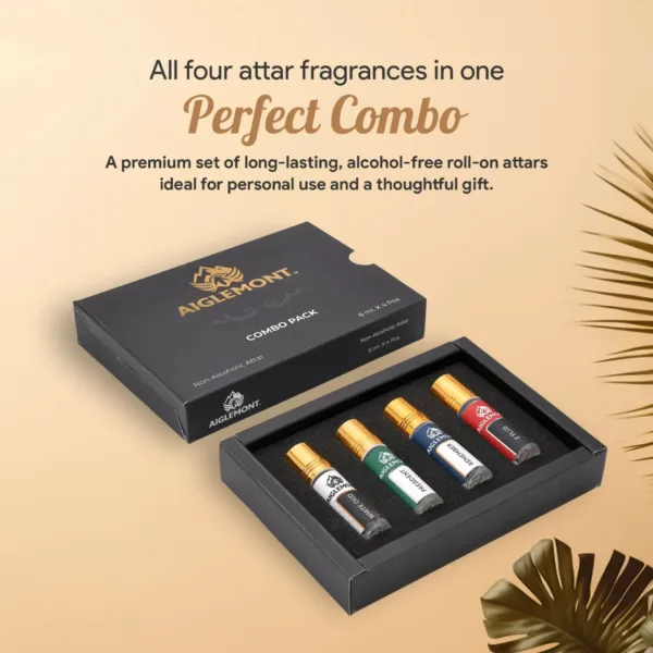 Non-Alcoholic Roll-On Attar Perfume Combo Set – Long Lasting 4 Fragrances
