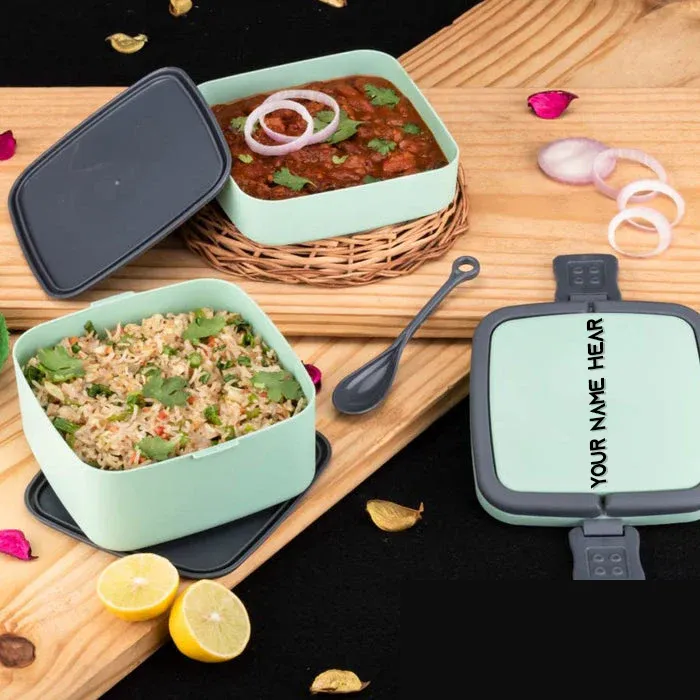 Premium Personalized Lunch Box – Double Layer Green | CustomSpot - Buy Online at Alikart