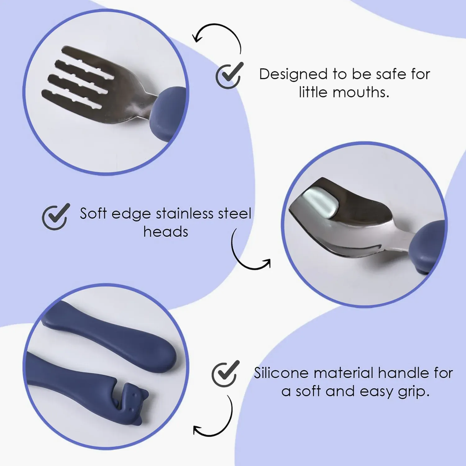 Stainless Steel Baby Spoon & Fork Set – Safe Toddler Cutlery - Detailed Feature View 3