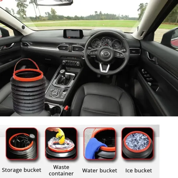 Foldable Car Trash Can – 4L Space-Saving Organiser | Velvet Wheels