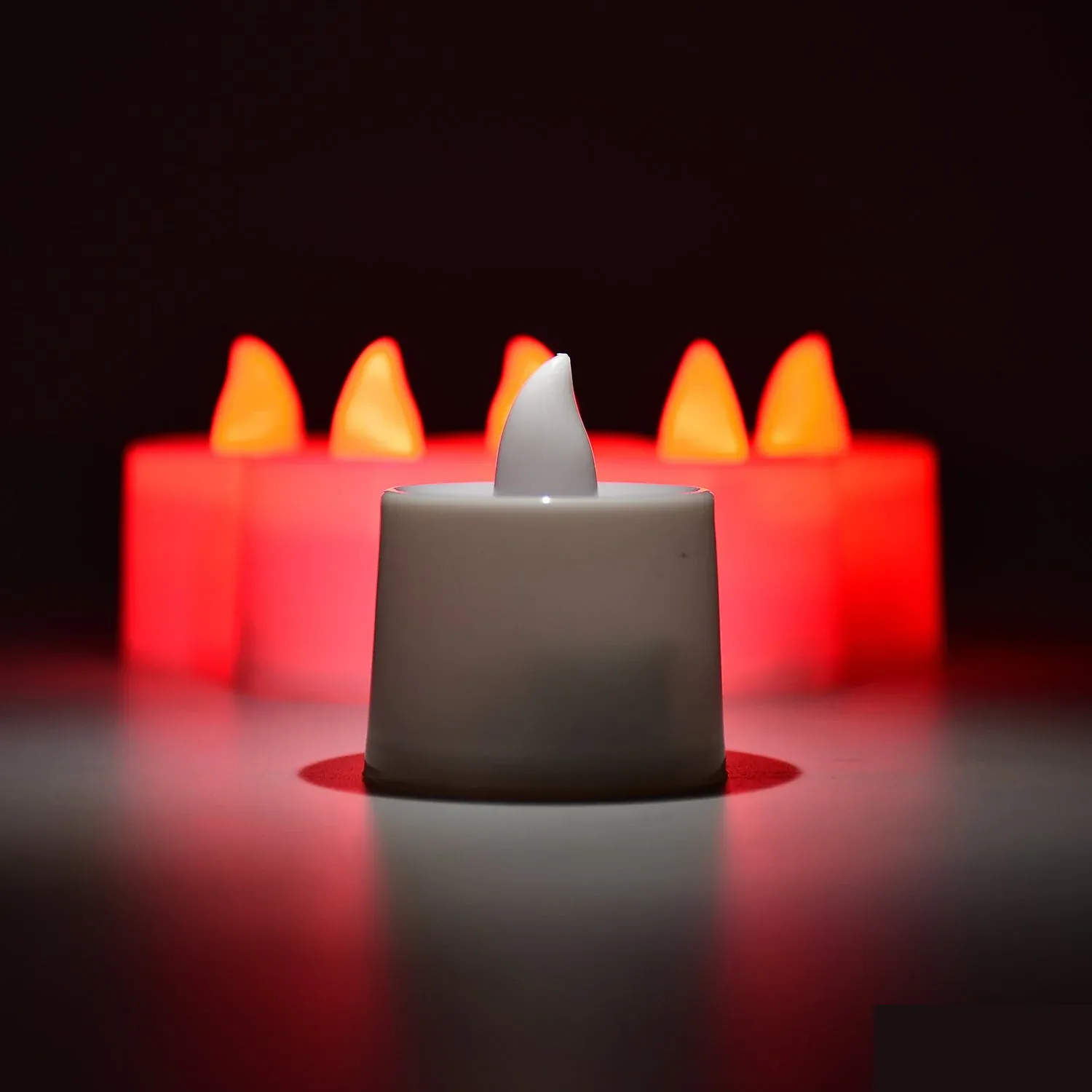 Red LED Flameless Tealight Candles – Safe & Smokeless Ambiance - Detailed Feature View 4
