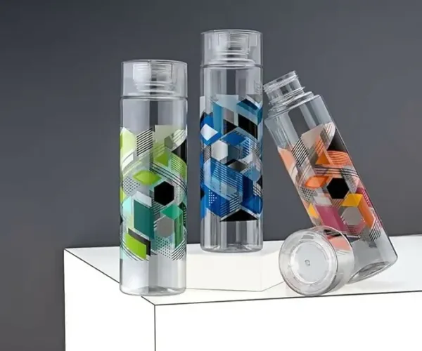 Round Plastic Water Bottles 1000ml – Leak-Proof Stylish Set of 3