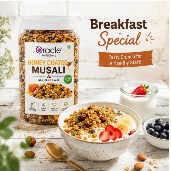 Oracle Honey Coated Muesli – Wholegrain Oats & Nuts for Healthy Breakfast