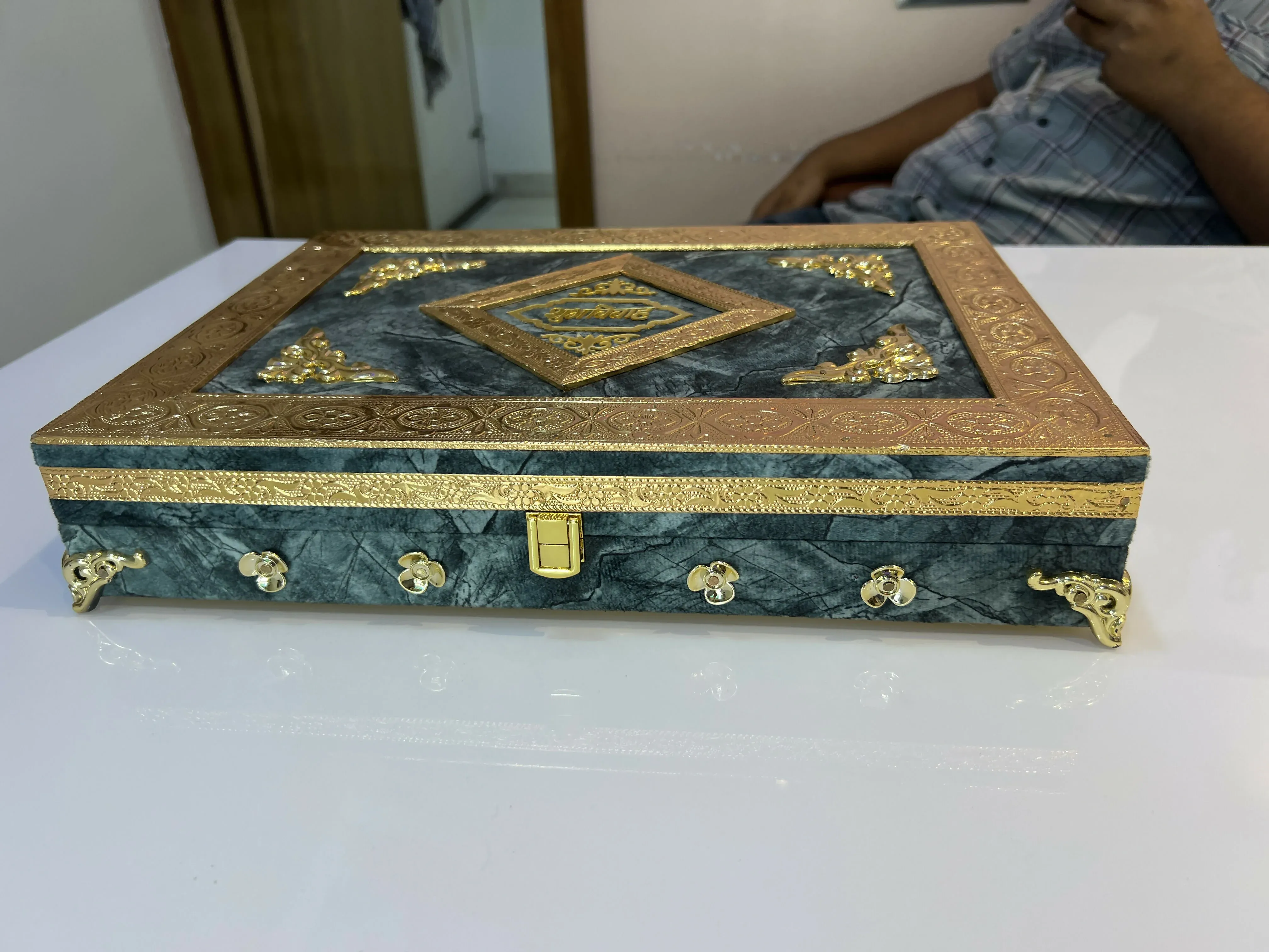 Velvet Wedding Invitation Box – Music & Light for Haldi & Shaadi - Detailed Feature View 4