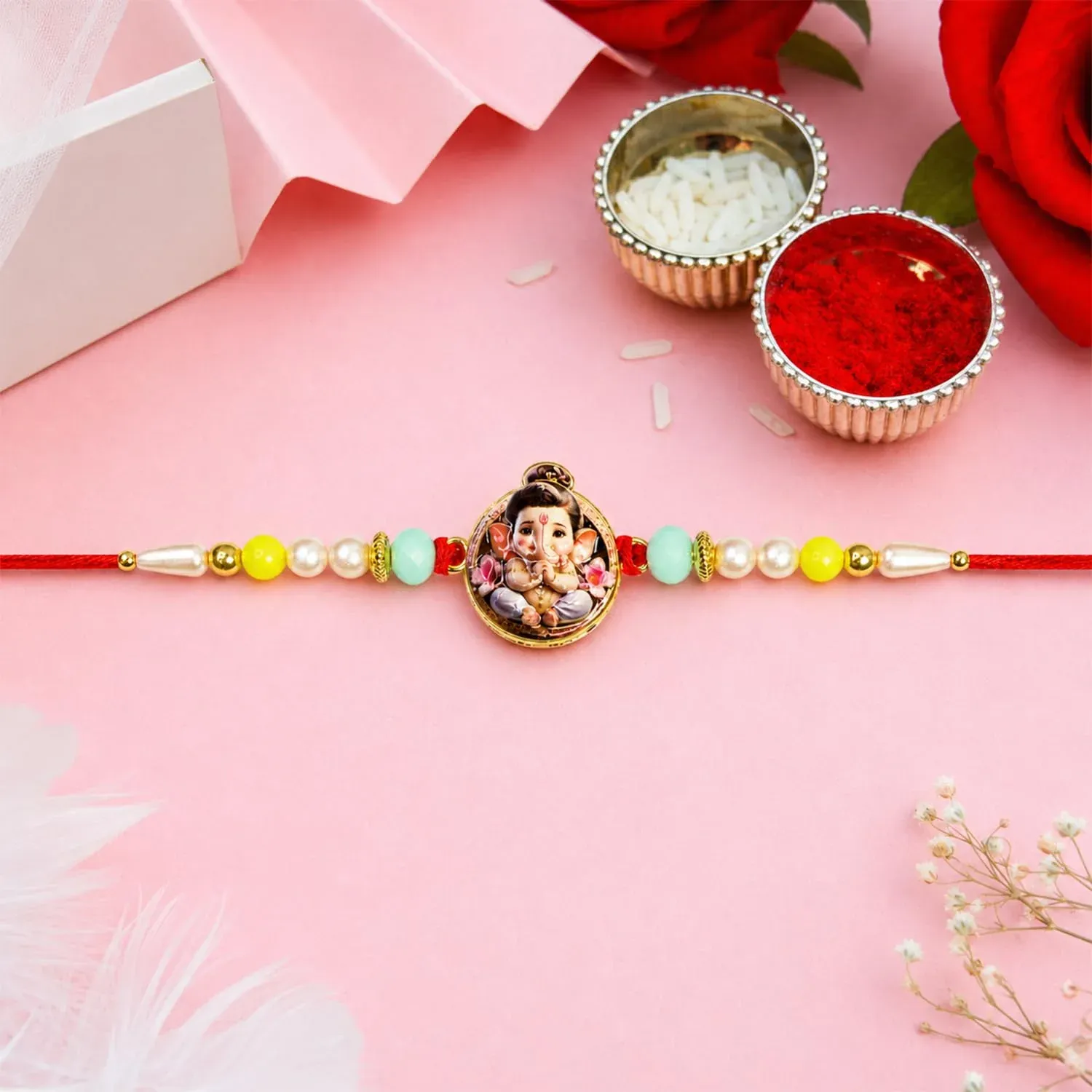 Little Ganesha Multicolor Rakhi – Raksha Bandhan Festive Gift Combo for Brother | Set - Detailed Feature View 6