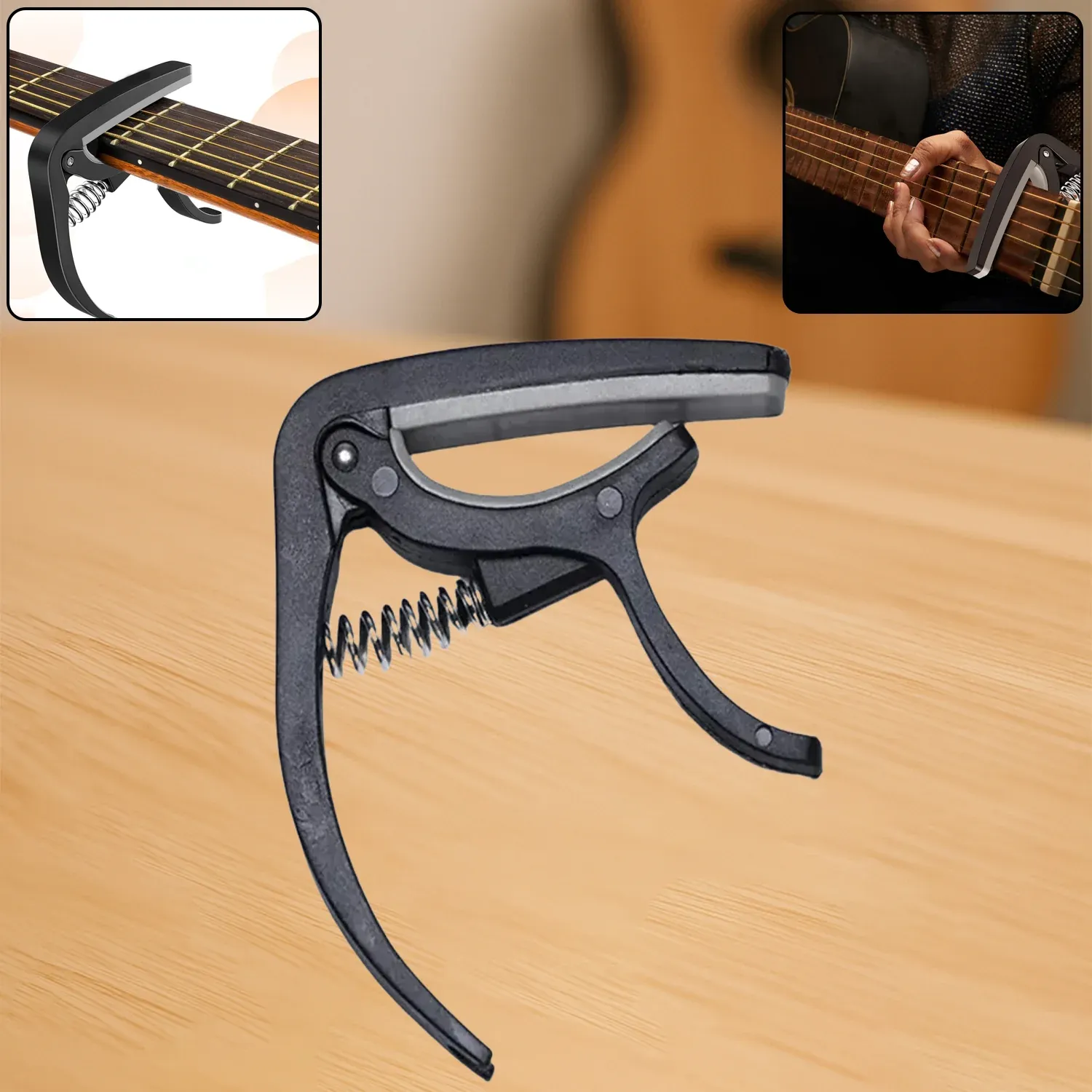 Premium Guitar Capo with Pick Holder & Soft Pad – For All Guitars | Wagtail - Buy Online at Alikart