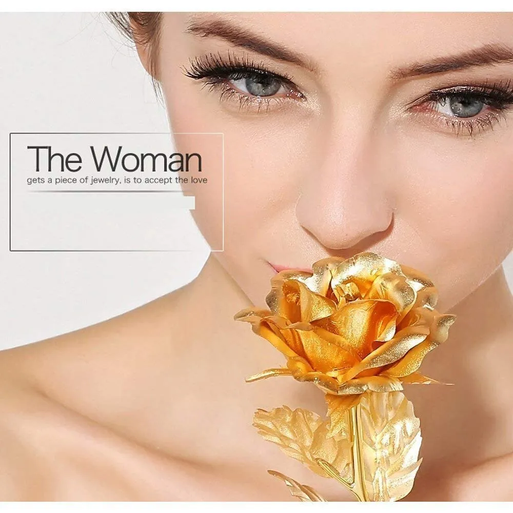 Gold Plated Artificial Rose – Eternal Love Decor Gift - Detailed Feature View 3