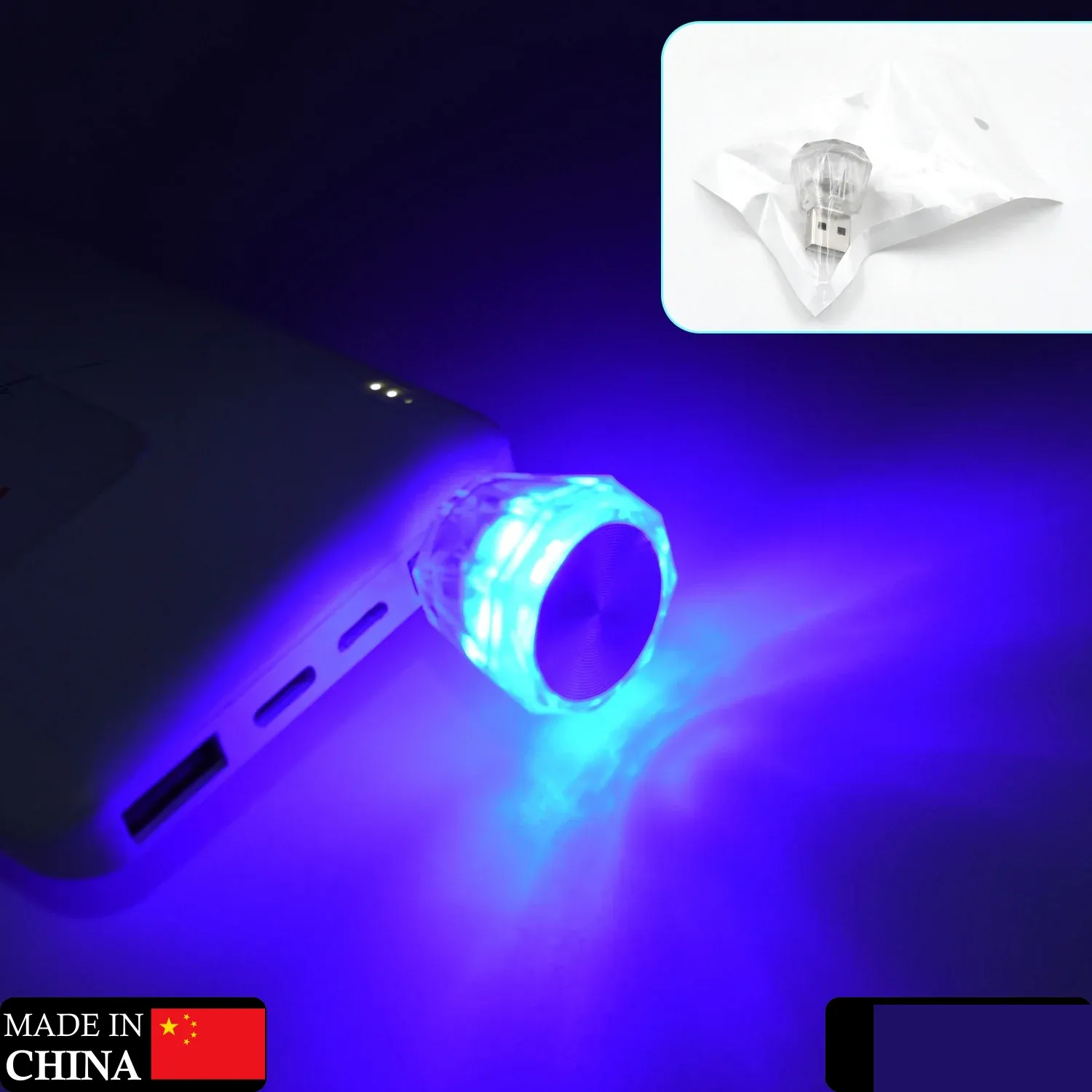USB Car Interior Light – Diamond Shape LED Lamp - Detailed Feature View 1