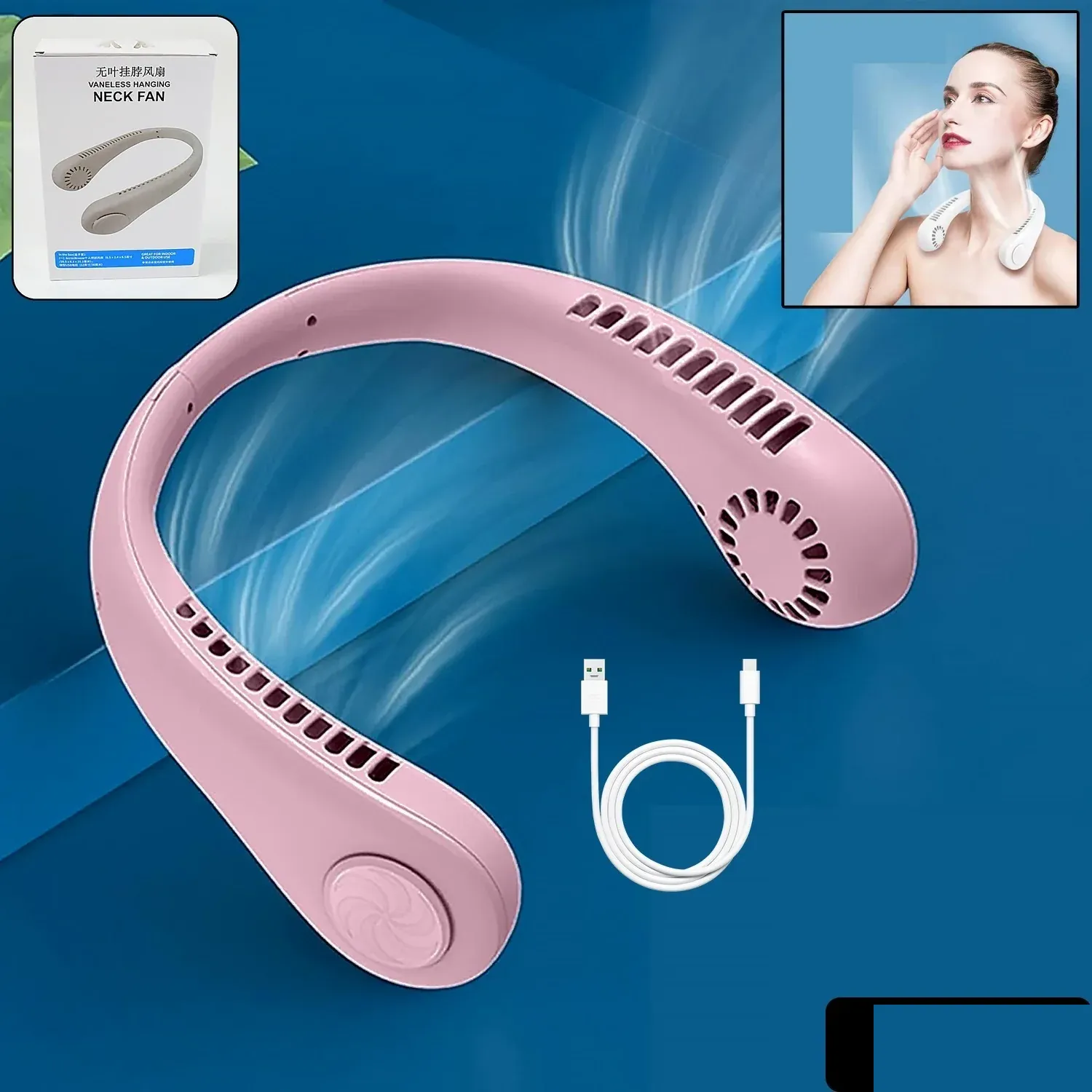 Bladeless Neck Fan – USB Rechargeable & Hands-Free - Detailed Feature View 7