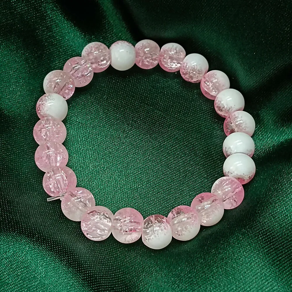 Crystal Crackle Glass Beads Bracelet – Elegant Comfort Fit - Detailed Feature View 2