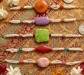 Colorful Handmade Beaded Rakhi Bracelet Set | Premium Festive Gift for Brother-6 piss