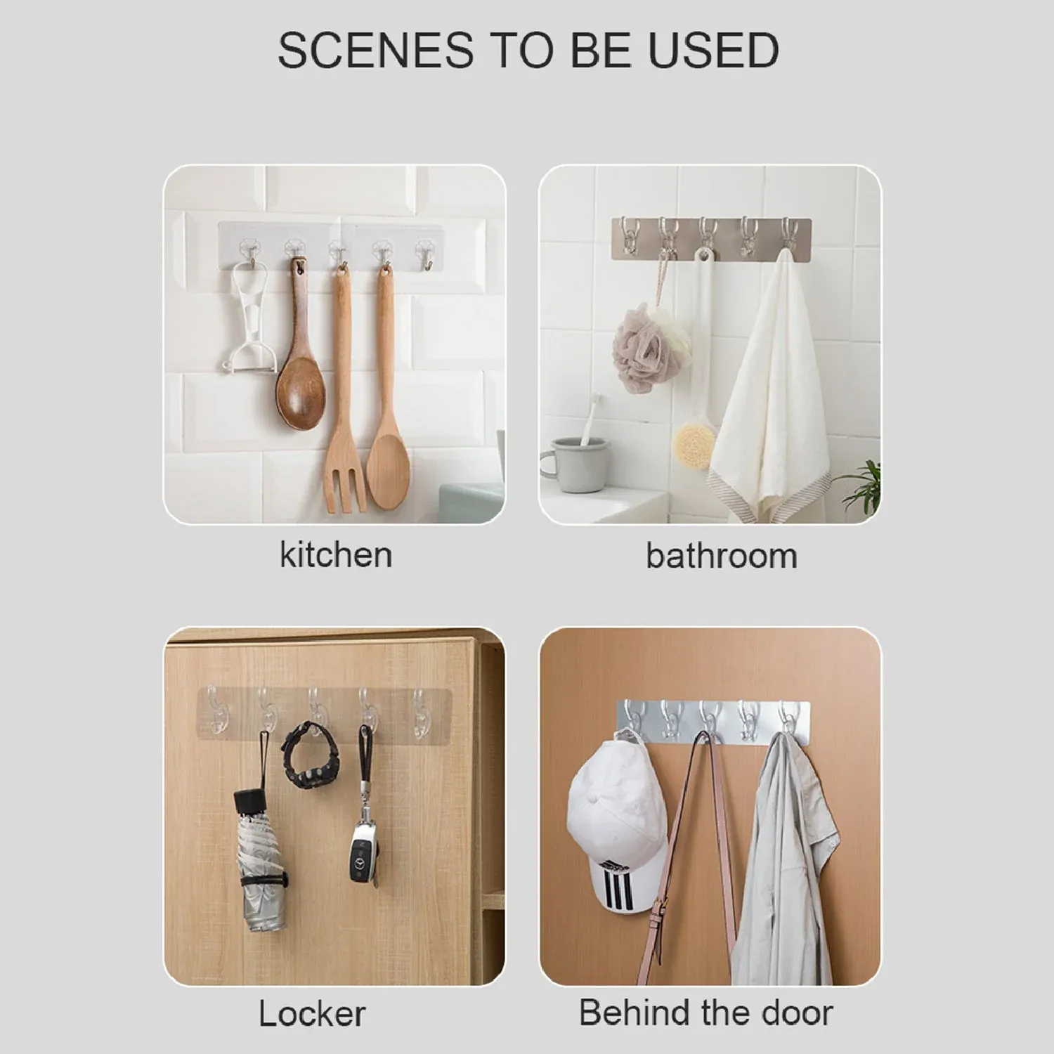 Adhesive Wall Hooks – Transparent & Heavy-Duty 5 Pc | GlimmerHome - Detailed Feature View 6