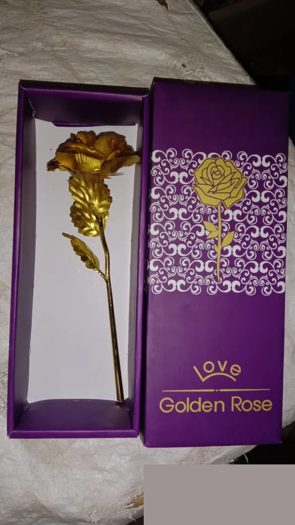 Gold Plated Artificial Rose – Eternal Love Decor Gift - Detailed Feature View 9