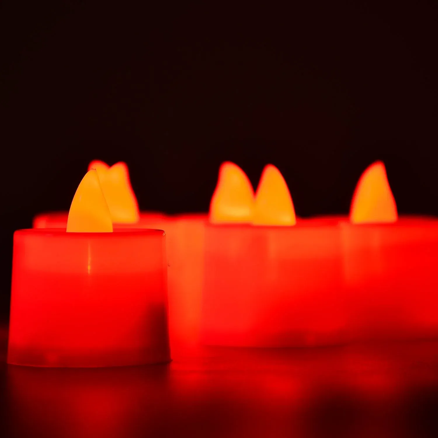 Red LED Flameless Tealight Candles – Safe & Smokeless Ambiance - Detailed Feature View 5