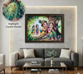 Crystal Bubble Wall Frame – Divine Radha Krishna Art for Home