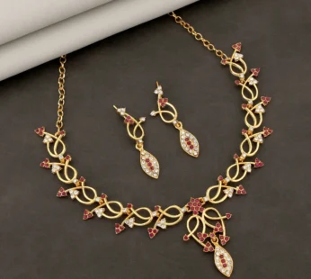 Emerald Choker Necklace Set – Rustic Gold Pink Thread