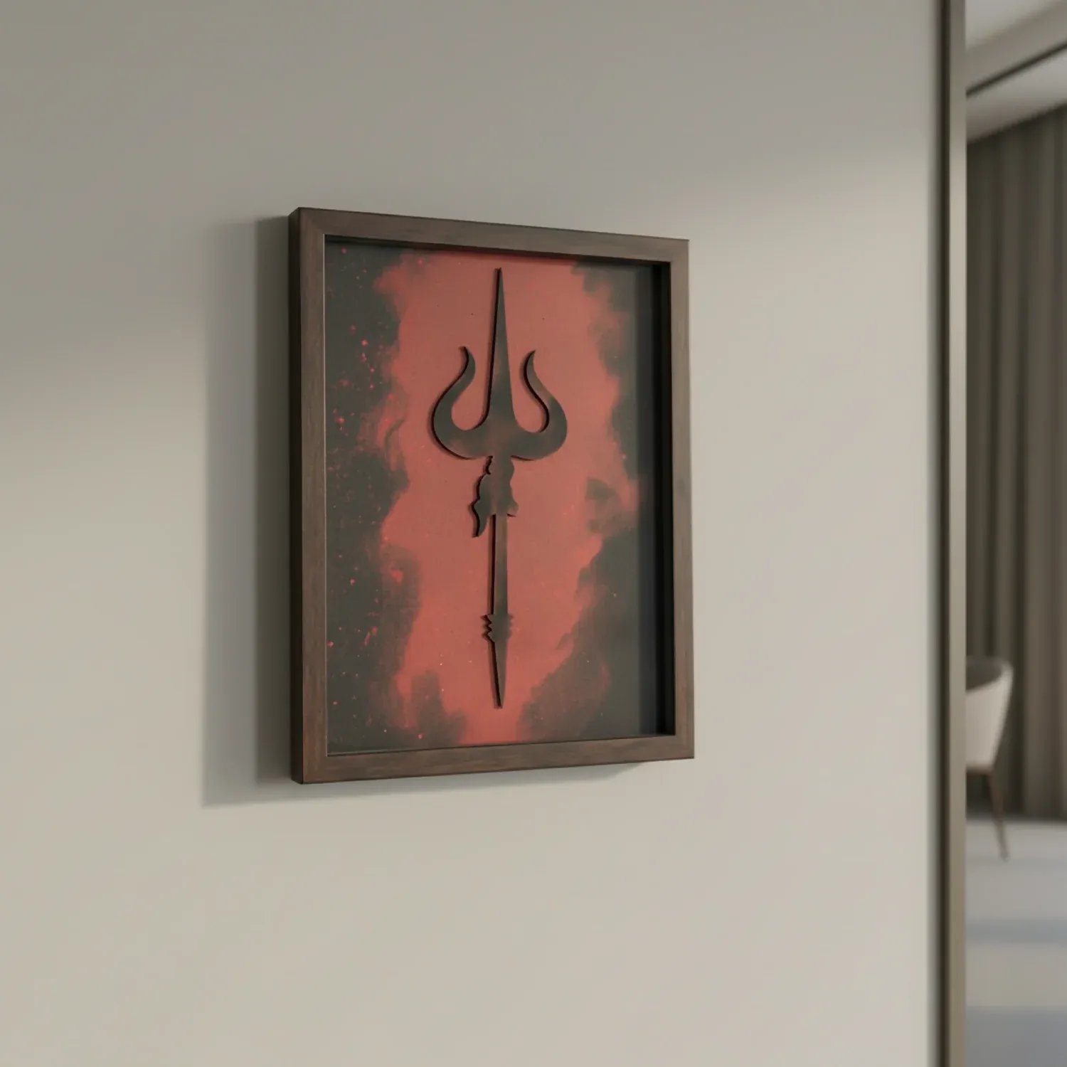 Mahadev Trishul Wall Art – Modern Spiritual Decor for Living Room - Detailed Feature View 1