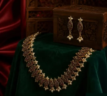 Semi Precious Stone Necklace Set with Earrings Traditional Ethnic Jewellery & Gift