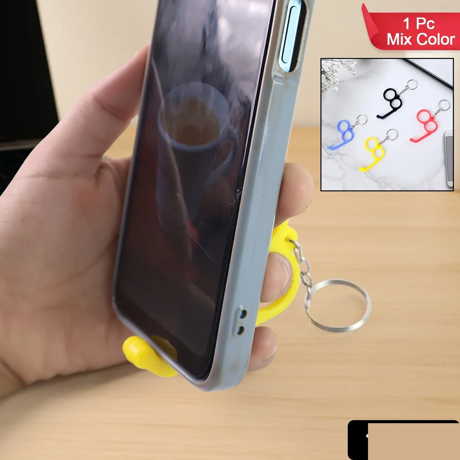 Dual-Finger Mobile Stand Keyring – Lightweight 2-in-1 Phone Holder - Detailed Feature View 1