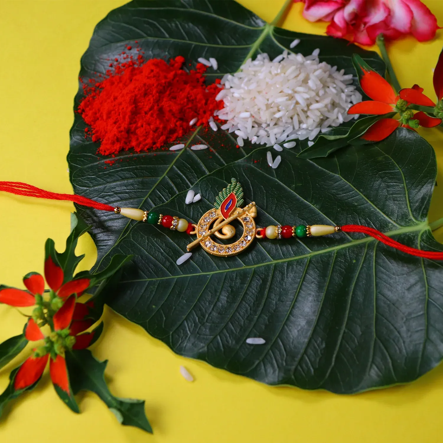Lord Krishna Motif Rakhi – Divine Blessings for Rakshabandhan - Detailed Feature View 2