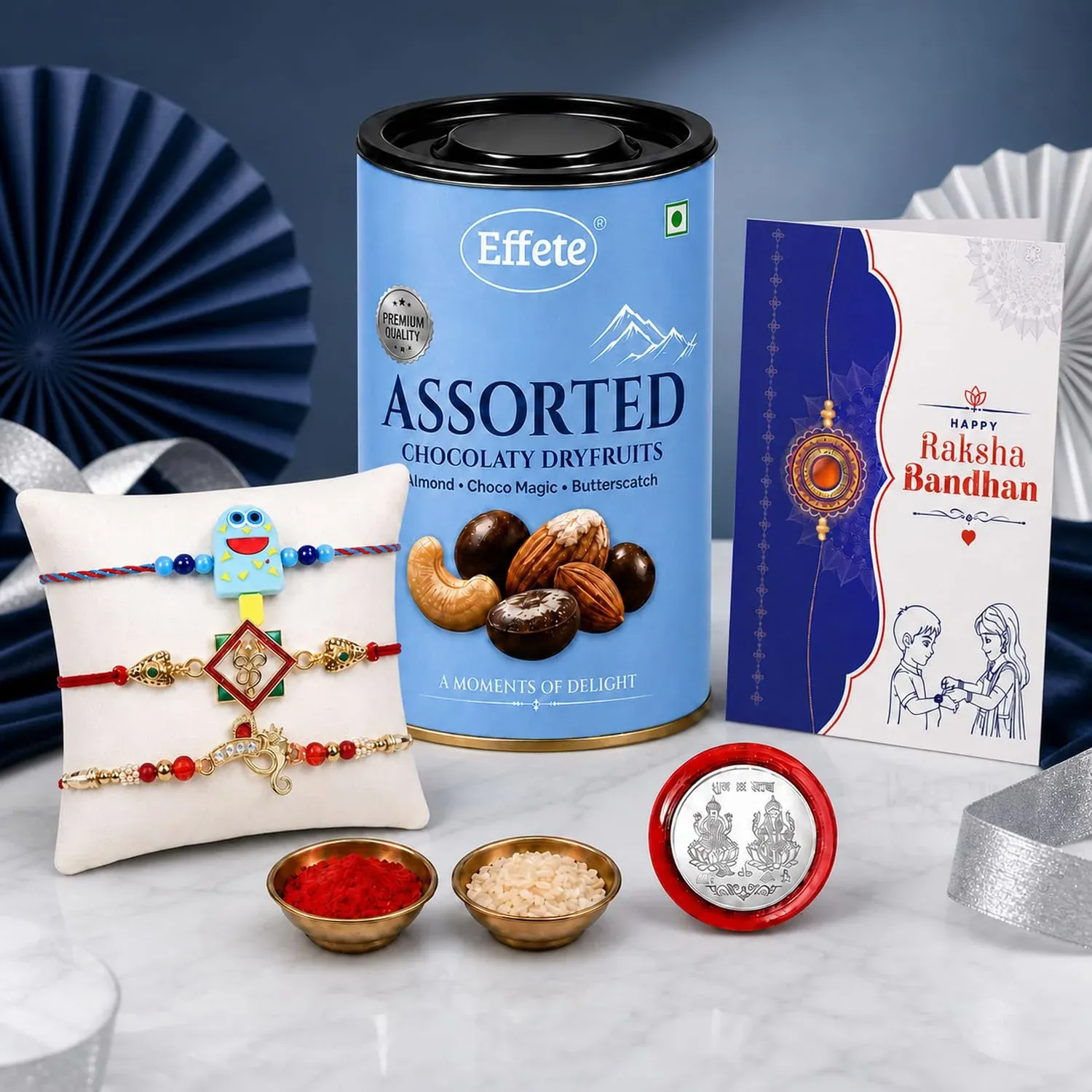 Premium Rakhi with Chocolate for Brother (Set of 7) – Ice Cream Om Square Shape Gift Combo - Buy Online at Alikart