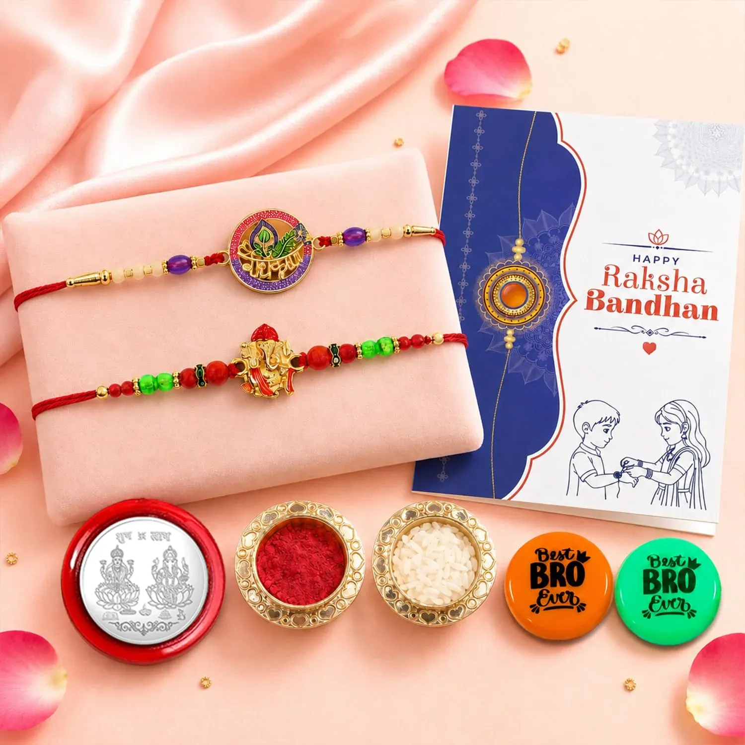 Premium Peacock,Ganesh Multicolor Rakhi – Decorative Magnets | Raksha Bandhan Gift Combo - Buy Online at Alikart