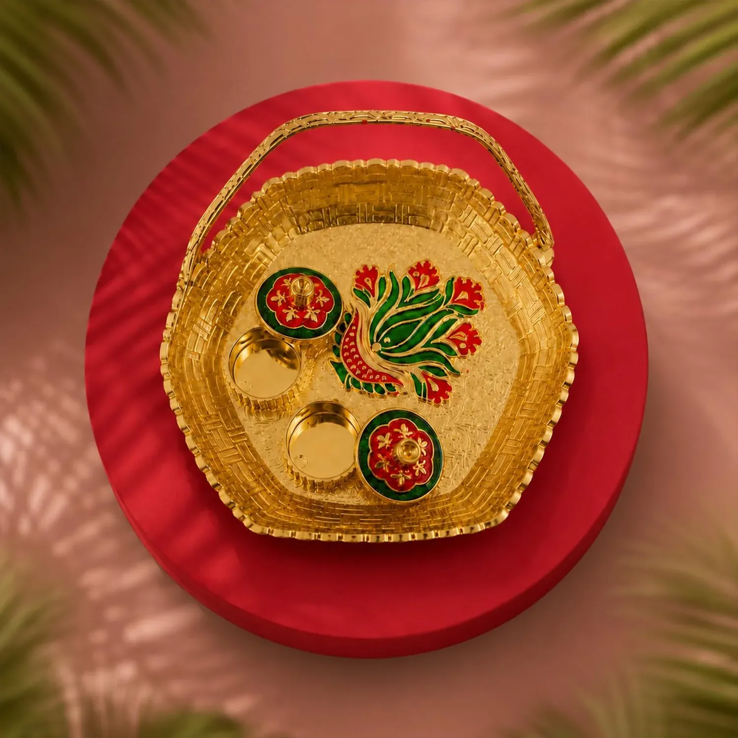 Multicolor Bracelet Rakhi – Basket-Topli Pooja Thali | Raksha Bandhan Combo for Bhai - Detailed Feature View 2