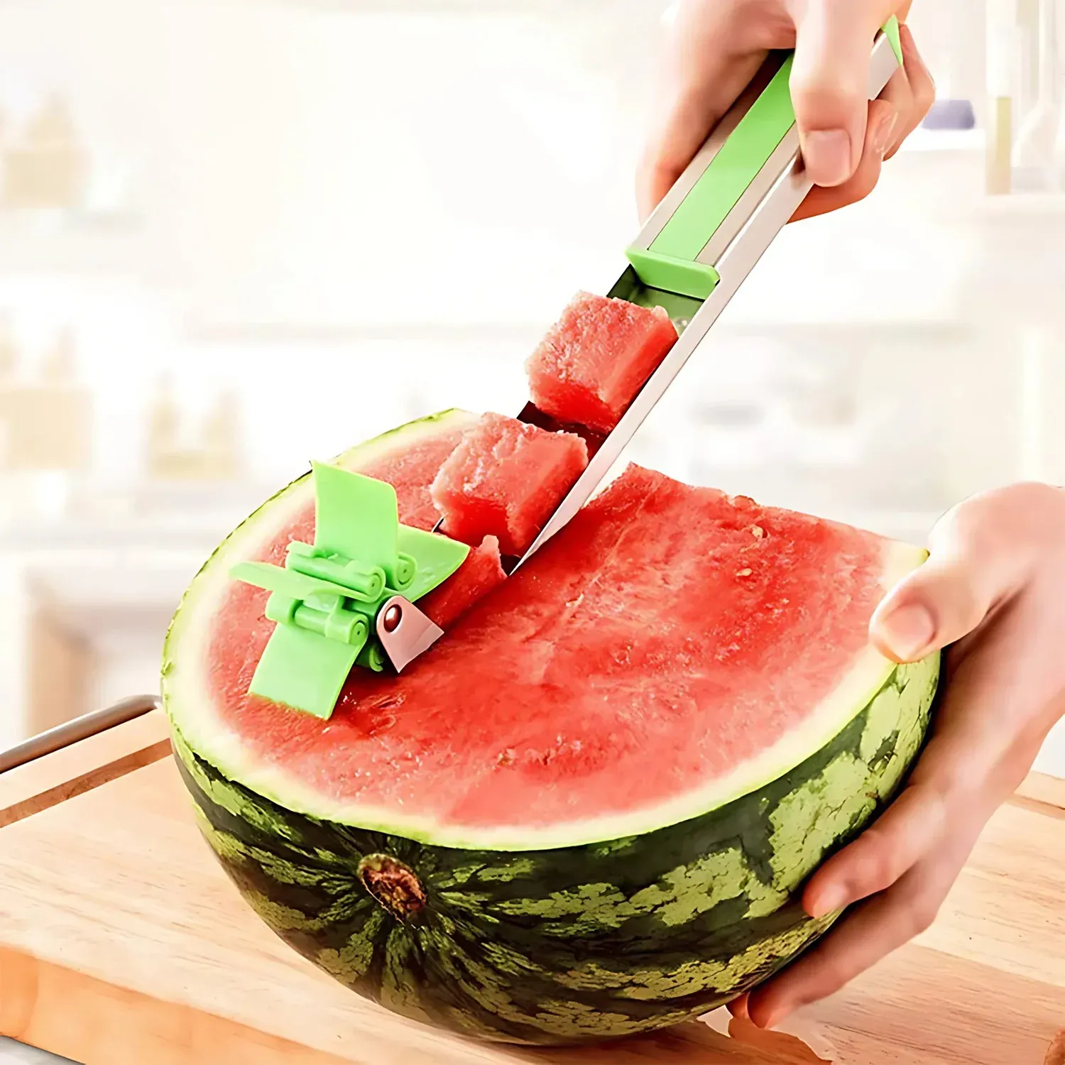 Premium Watermelon Cutter – Stainless Steel Windmill Slicer for Cubes | Quickslice - Buy Online at Alikart