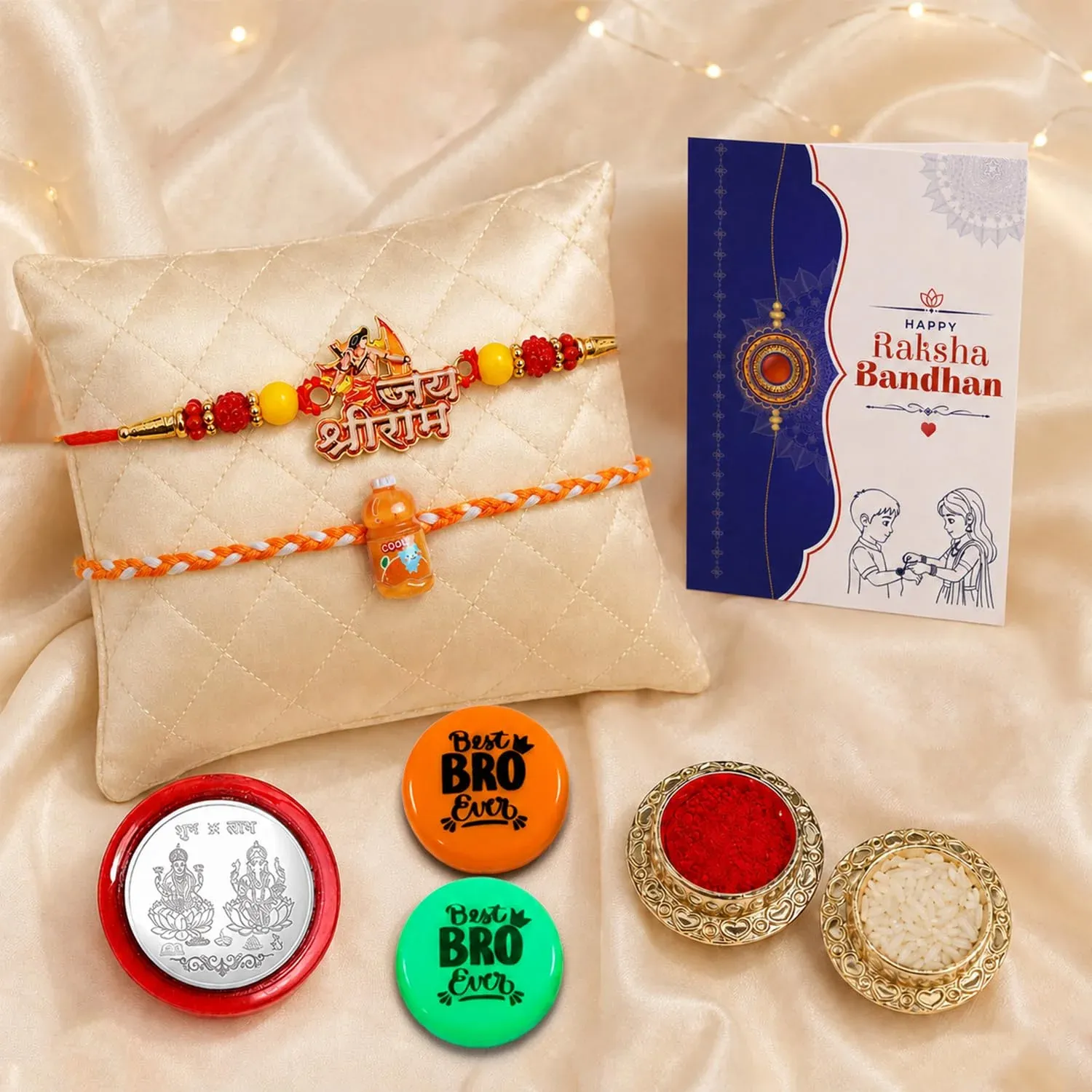 Premium Shri Ram Charm, Bottle Multicolor Rakhi & Decorative Magnets – Raksha Bandhan Combo - Buy Online at Alikart