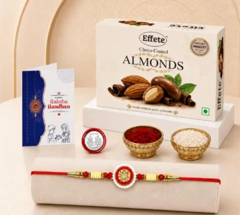 Round Multicolor Rakhi – Chocolate Almonds Raksha Bandhan Gift Combo (Pack of 5)