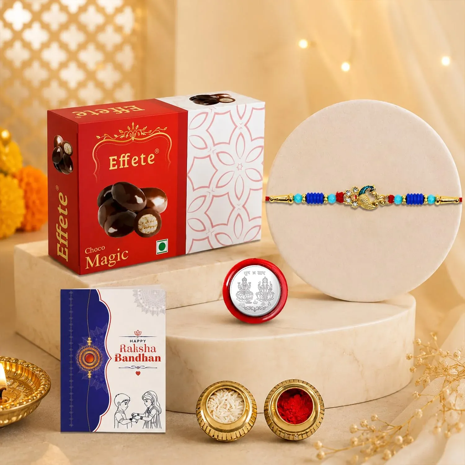 Premium Peacock Rakhi with Chocolate for Brother – Raksha Bandhan Festive Gift Combo (Pack of - Buy Online at Alikart