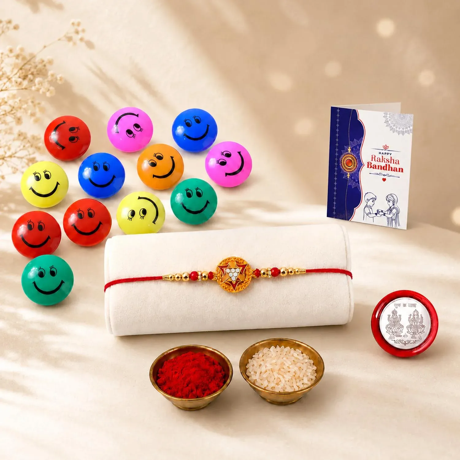 Premium Round Multicolor Rakhi with Decorative Magnets – Raksha Bandhan Gift Combo for Brothe - Buy Online at Alikart