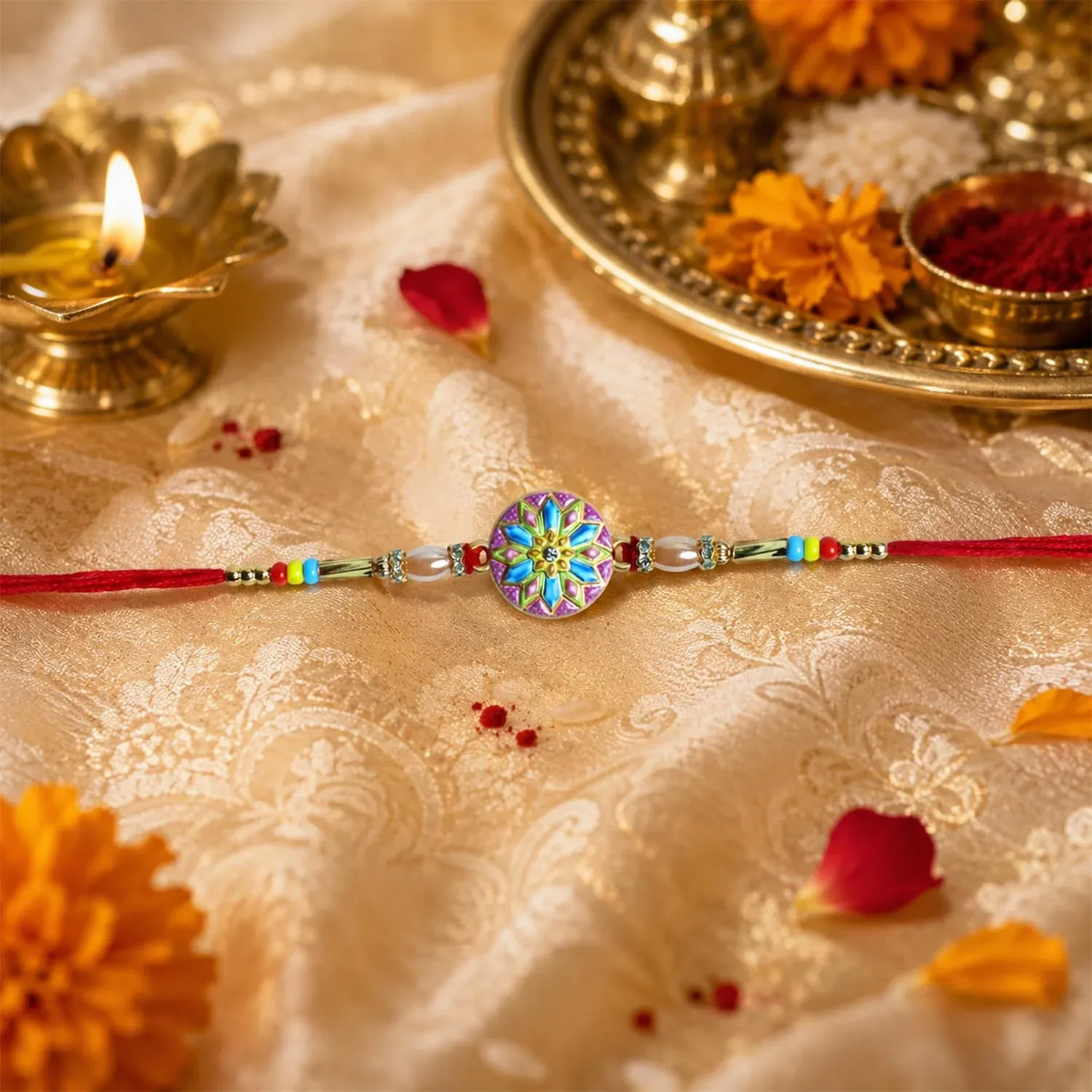 Floral Multicolor Rakhi – Chocolate Gift Set for Brother Combo | Raksha Bandhan | Set - Detailed Feature View 6