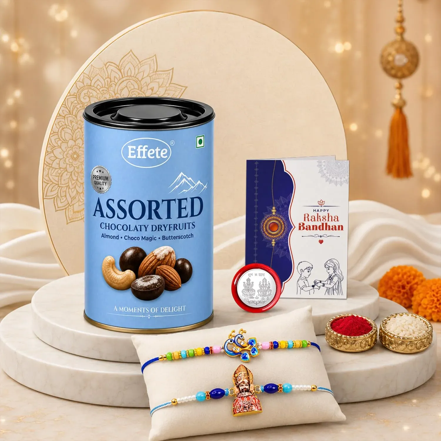 Premium Peacock, Khatu Shyam Multicolor Rakhi – Raksha Bandhan Gift Combo for Brother | Gift - Buy Online at Alikart