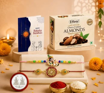 Rakhi with Chocolate for Brother (Set of 6) – Krishna Round Shape Raksha Gift Combo